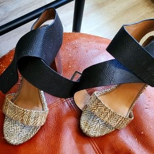 Size 8 wrap around high heeled sandals